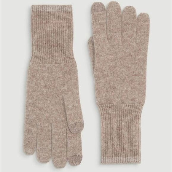 LOFT 100% Cashmere Ribbed Gloves in Natural Tan
